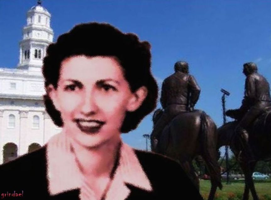 Fawn Brodie at Nauvoo Temple.